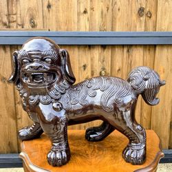 Large Foo Dog Guardian Lion Sculpture | Asian-Inspired High Gloss Décor
