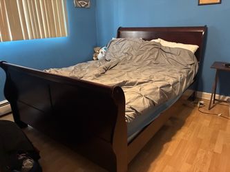 Cherry Wood Sleigh Bed Frame