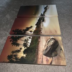 “SUNSET BEACH” 3-Piece Painting
