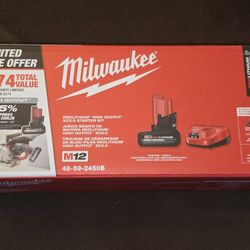 *Price Firm* Milwaukee M12 5.0 Battery High Output And Charger Fuel