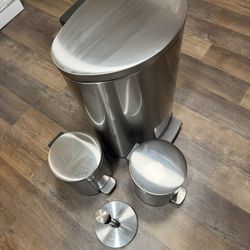 Kitchen & Bathroom Trashcan Set (Stainless Steal) 