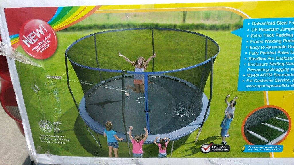 14ft trampoline with steel Flex Pro enclosure combo set
