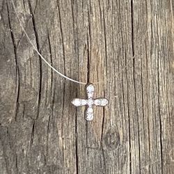 Diamond + Platinum Tiny Cross “Illusion” Necklace, Saks 5th Avenue