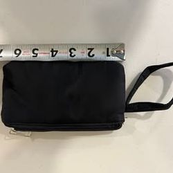Black Travel Wristlet / Zipper Organizer Pouch