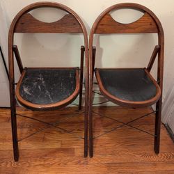 Set Of Antique Wooden Folding Chairs