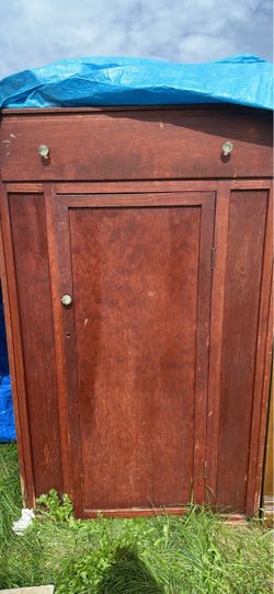 Antique Wood Amoire Cabinet with Glass Knobs