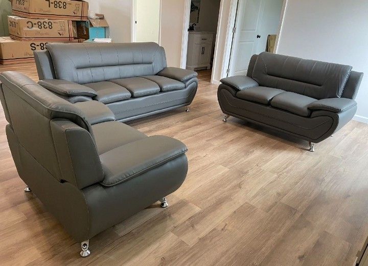 Sofa, loveseat and chair $699! Sofa and loveseat $599!