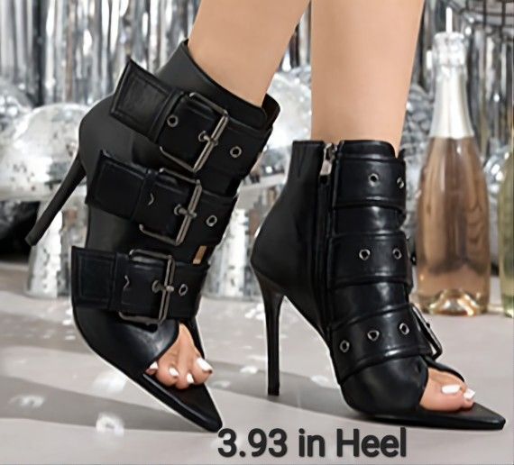 9.5 Black ankle Peep Toe Heel boots Stilettos