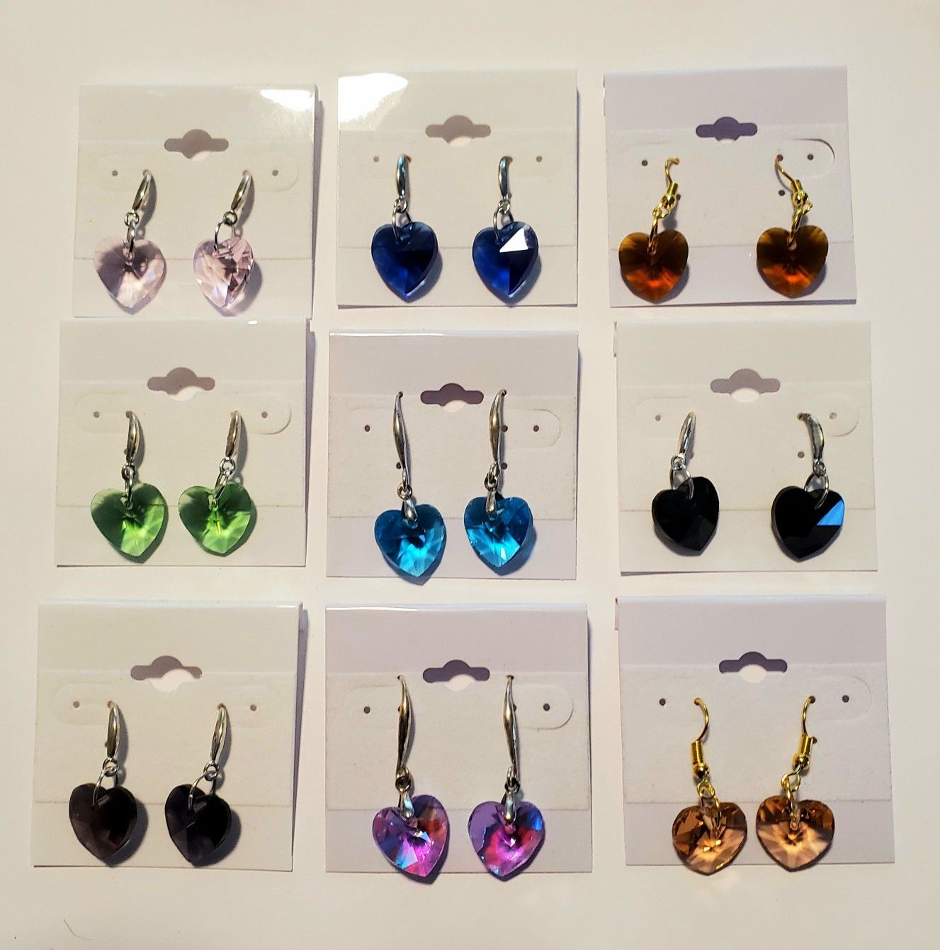 Sparkling CRYSTAL HEART EARRINGS * CHOOSE Your COLOR