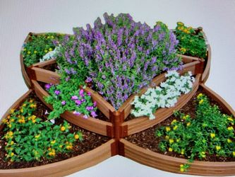 Brand New 8’ x 8’ x 16.5” Versailles Sunburst Classic Sienna Composite Raised Garden Bed