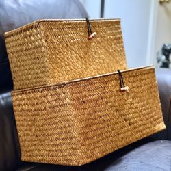 Nice 👍 (2) Woven Storage Boxes ! 