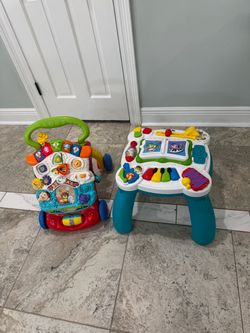 Early learning table and holder walker Both $35