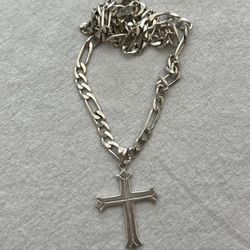 BIG SILVER CROSS CHAIN 30IN