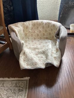 Gray Upholstered Dog or Cat Chair Velvet Material