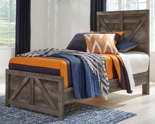 Wynnlow Gray Twin Crossbuck Panel Bed