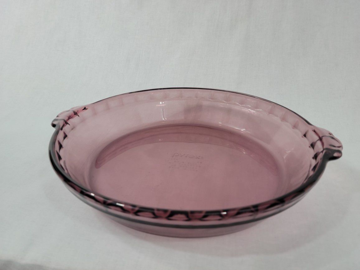 9.5" Pyrex Vision Ware Pie Dish Cranberry Amethyst Purple 229 28