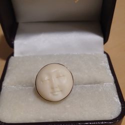 Vintage Sterling Silver Moon Face Ring Women's Size 7