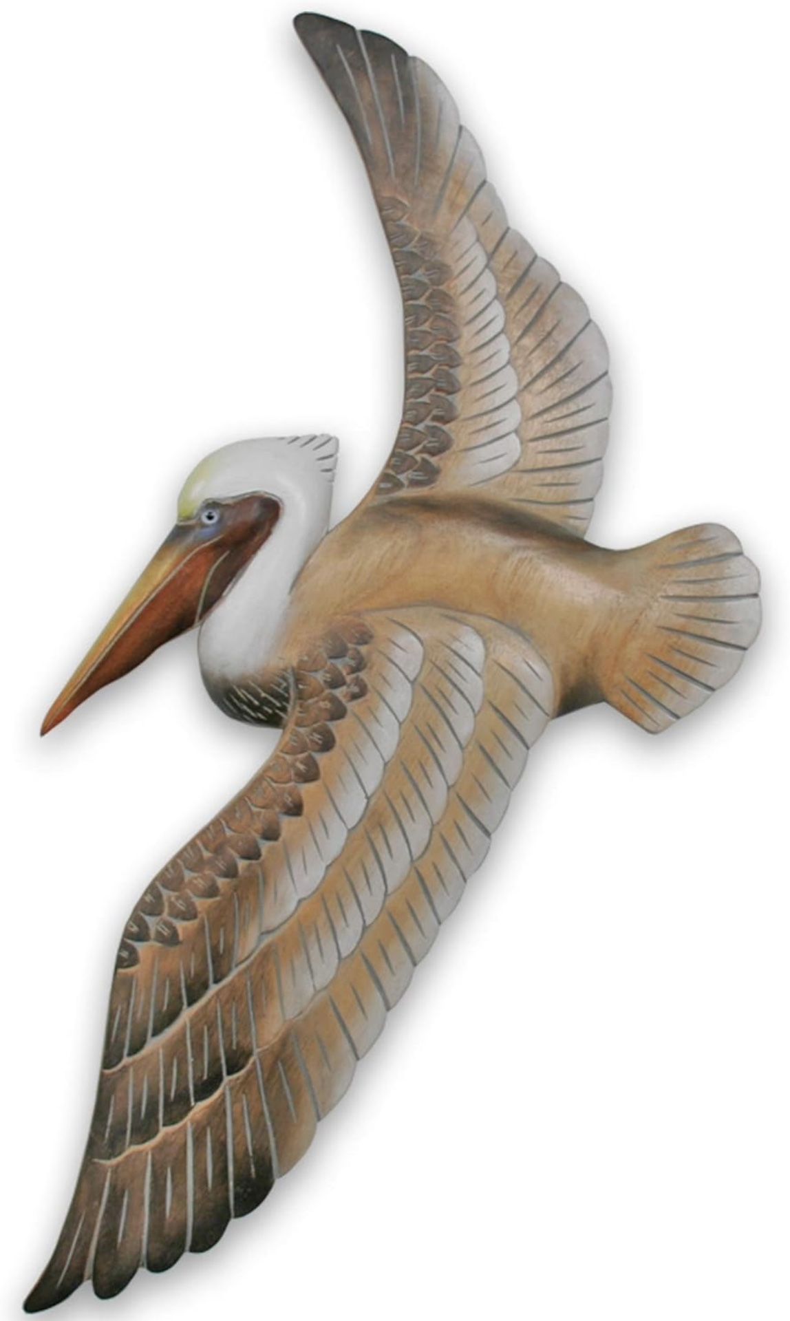Hand-Carved Wood Pelican Wall Art - Beautiful Coastal Decor!