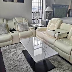 2PC Power recliner sofa and loveseat with Wireless charge USB and LED