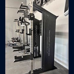 Commercial Half Rack with Functional Trainer Cable Pulley System with 200lb Weight Stacks