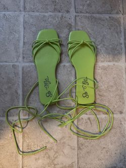 Lime green wrap around sandals