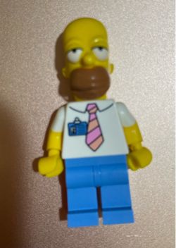 Lego Homer Simpson (Going to Work) with Name Tag – Lightly Used