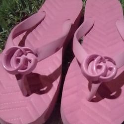 Pink Gucci Marmot Platforms Flip Flops 