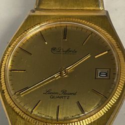 Vintage Dufonte Lucien Piccard Gold Tone Stretch Band 