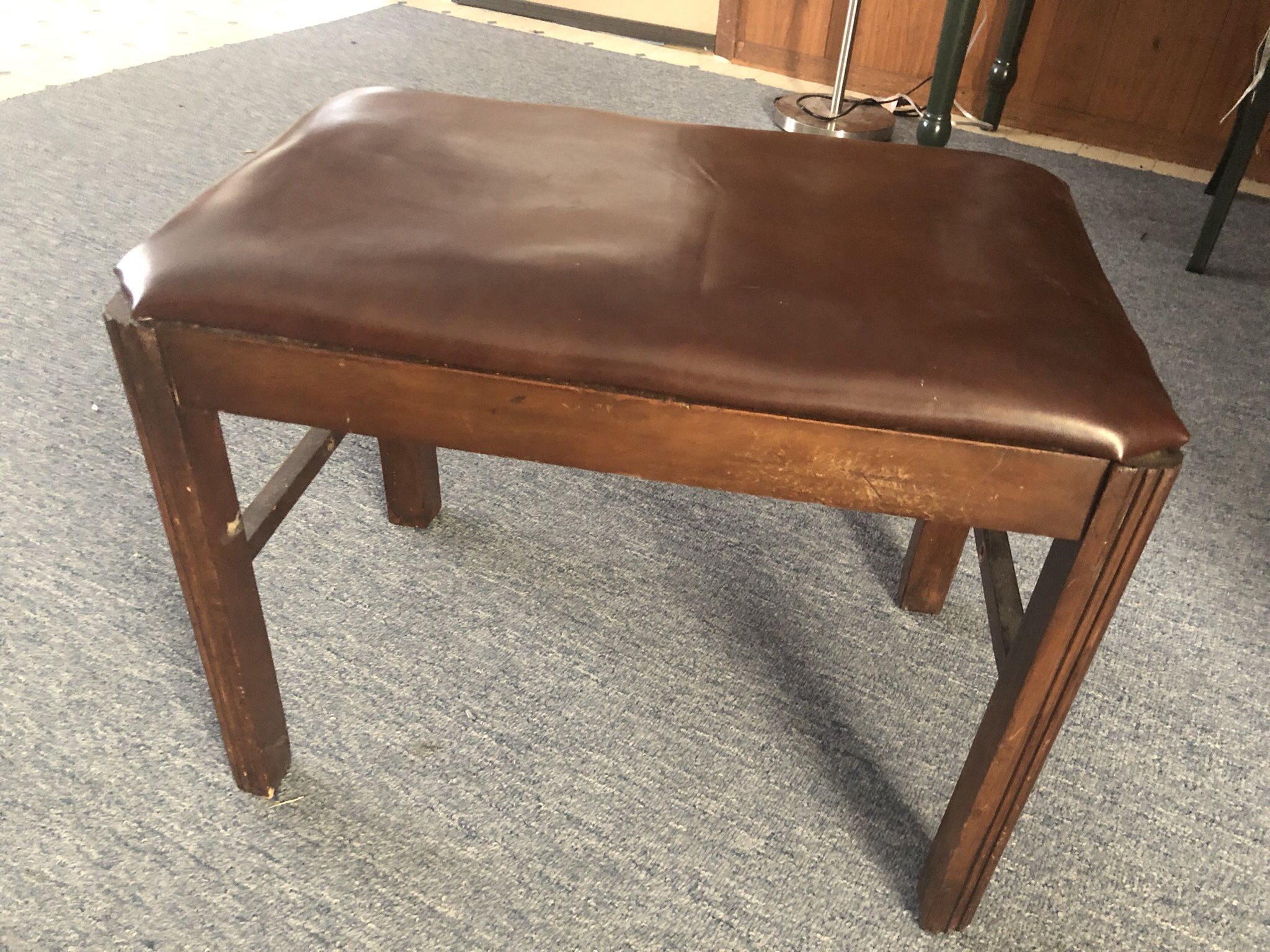 Leather Covered Piano Bench