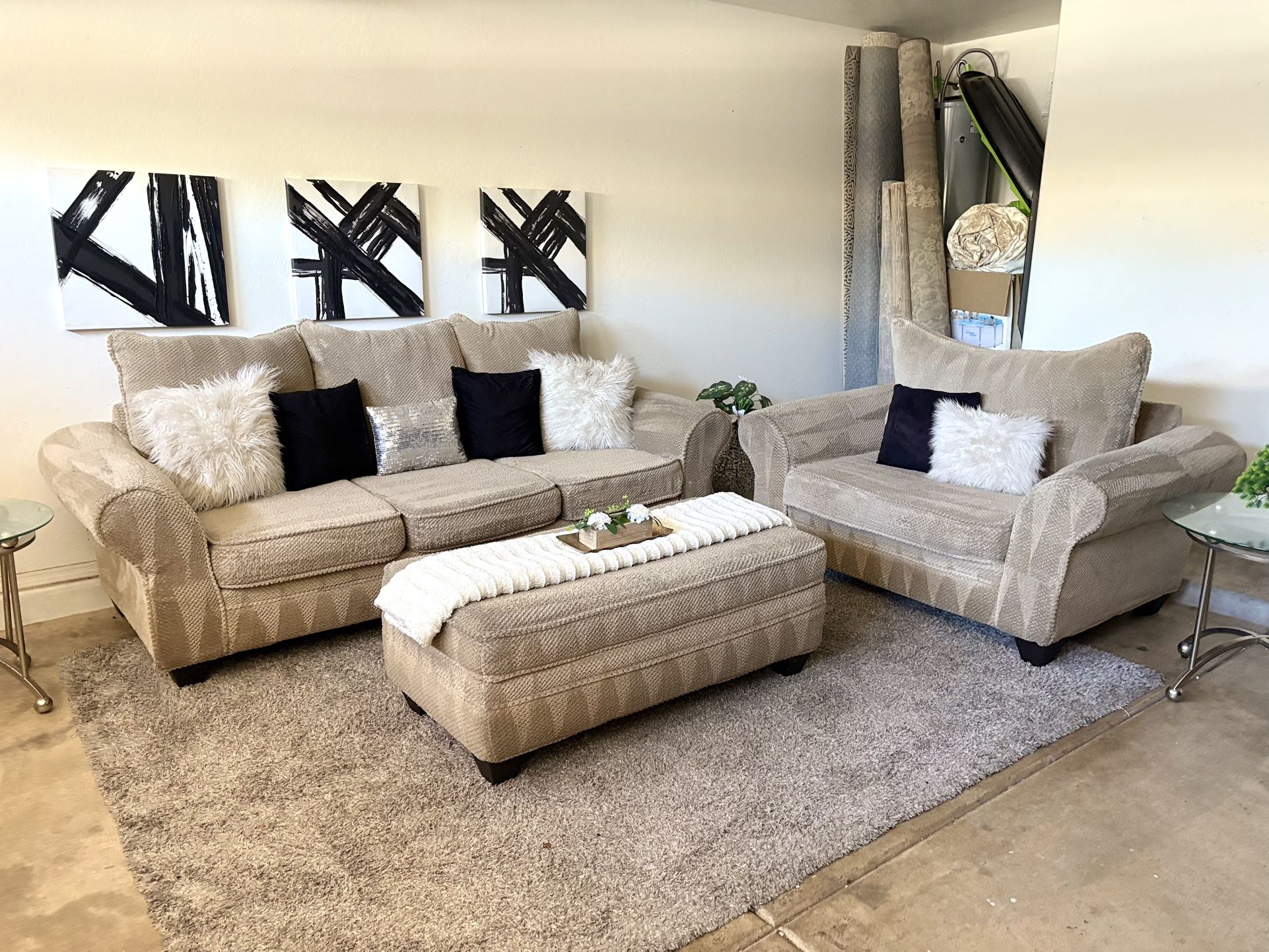 Sofa Love Seat Ottoman Set