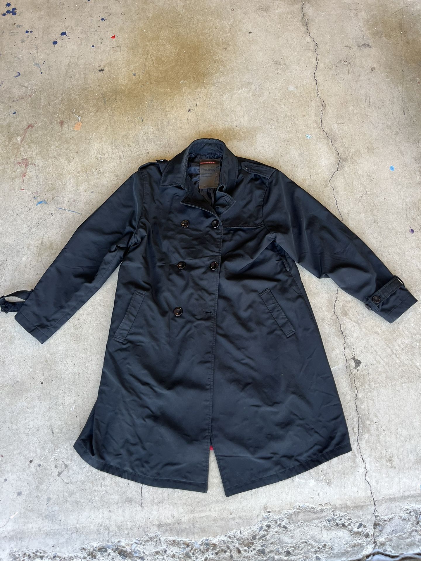 Vintage Prada Women’s Black Trench Coat Gore-tex Material Size 2XL