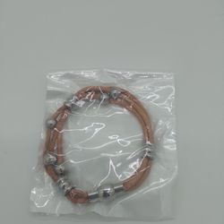 Leather Magnetic Tan Bracelet 