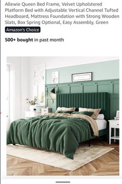 Emerald Green Velvet Queen Bed Frame