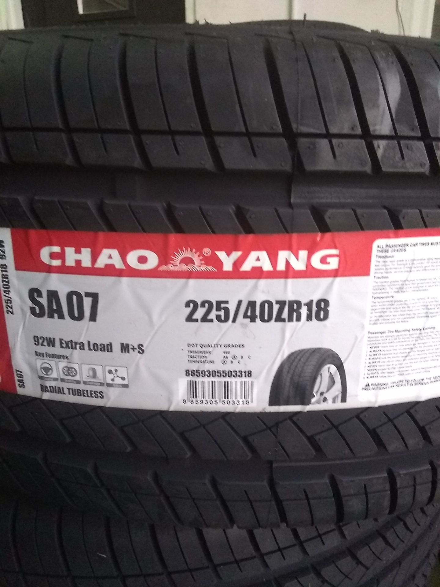New tires 225 40 18 mounted balanced and installed!