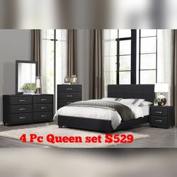 Black 4 pc Queen bedroom set lowest price in california