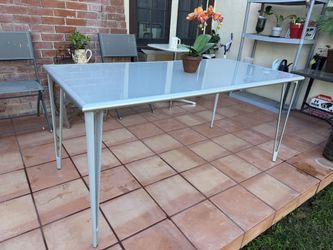 IKEA - VIKA LAURI Glass Alluminium Table 62”Lx31”Wx29”H (Northridge) 