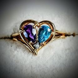 Amethyst Diamond Gold Ring