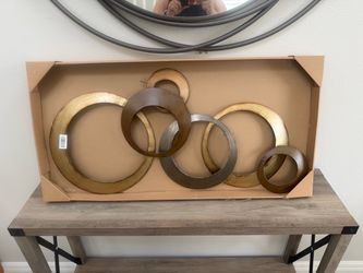 Brand New 37” Abstract Metal Wall Art – Gold & Bronze Circles