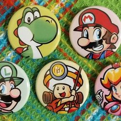 Super Mario Bros. Pin Back Buttons