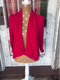 George Large Red Stretch Bolero Jacket Ruched Sleeves