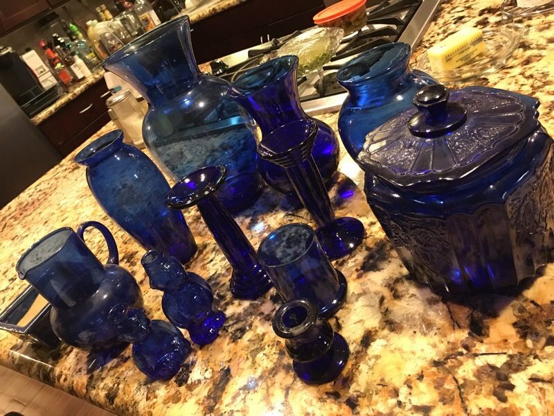 Blue glass collection