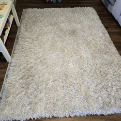 5x7 Sherpa Shag Rug, Cream/white