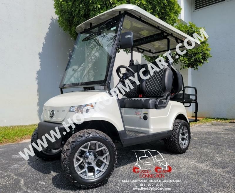 2025 EPIC Carts E40 Electric Golf Cart w/Upgraded Rims & Tires - 4 Passenger - Metallic Pearl White