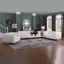 Cheap New White Flannel Sofa Set