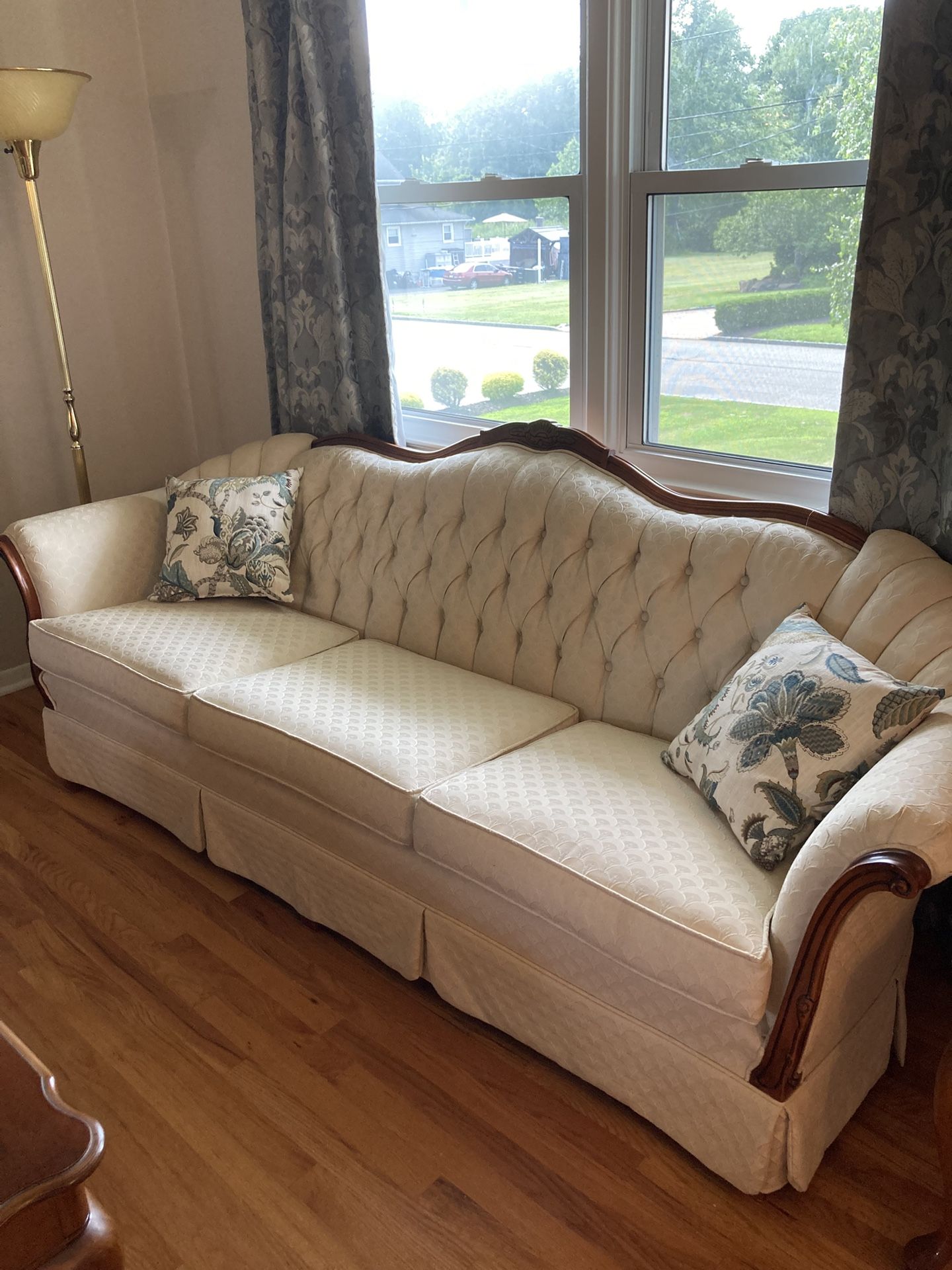 Vintage French-style White Couch and Loveseat