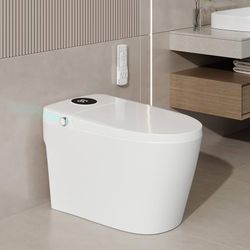 2491 $240  Smart Toilet with Bidet Built in, Heated Seat, 4 Cleaning Modes, Child Mode, Warm Dryer & LED Display, Elongated One-Piece Electric Toilet 
