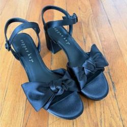 Black Satin Bow Heels - Must Go This Week!