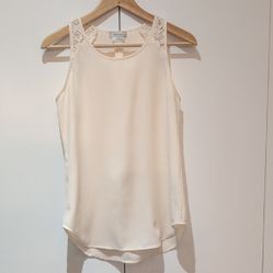 Van Heusen Cream Lace Detail Women's Tank Top Blouse Size XS 