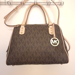 Michael Kors SATCHEL Shoulder Bag Purse Logo Leather Brown