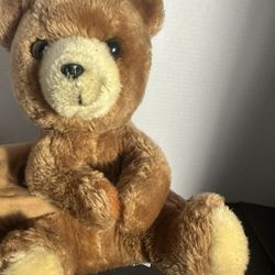 Vintage Brown Teddy Bear Plush 11" Cream Snout & Paws Korea Tag 1977